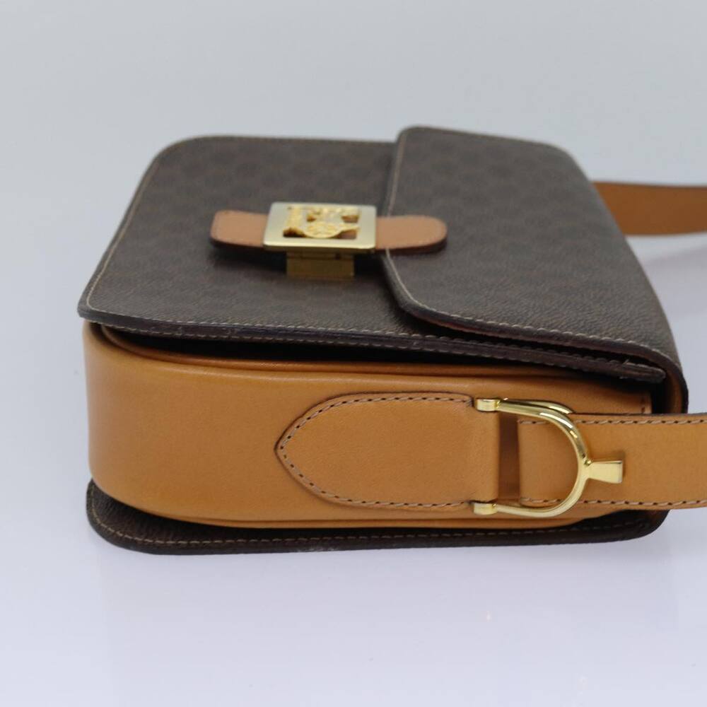 CELINE Macadam Canvas Shoulder Bag Pvc Leather Brown - Picture 4 of 16